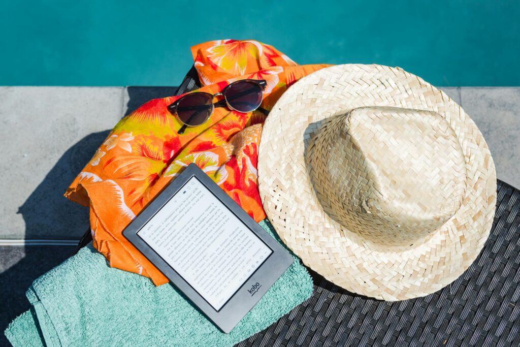 Sun Hats and Sunglasses Shielding Eyes and Faces from the Sun by Family beach Vacation